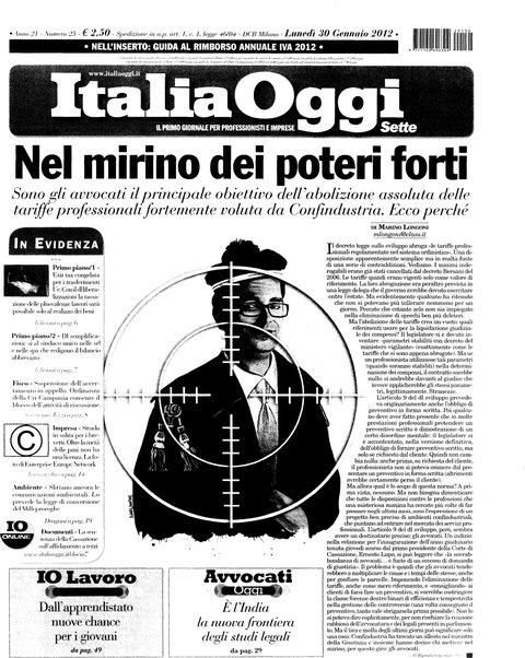 Italia oggi : quotidiano di economia finanza e politica